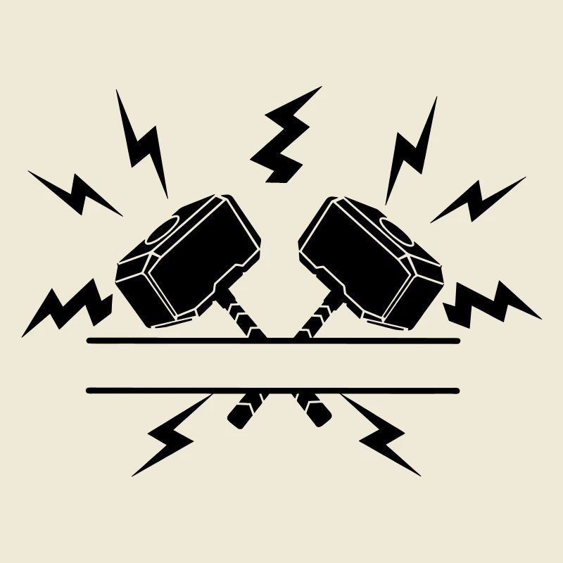 Deux marteaux de Thor avec découpe de texte