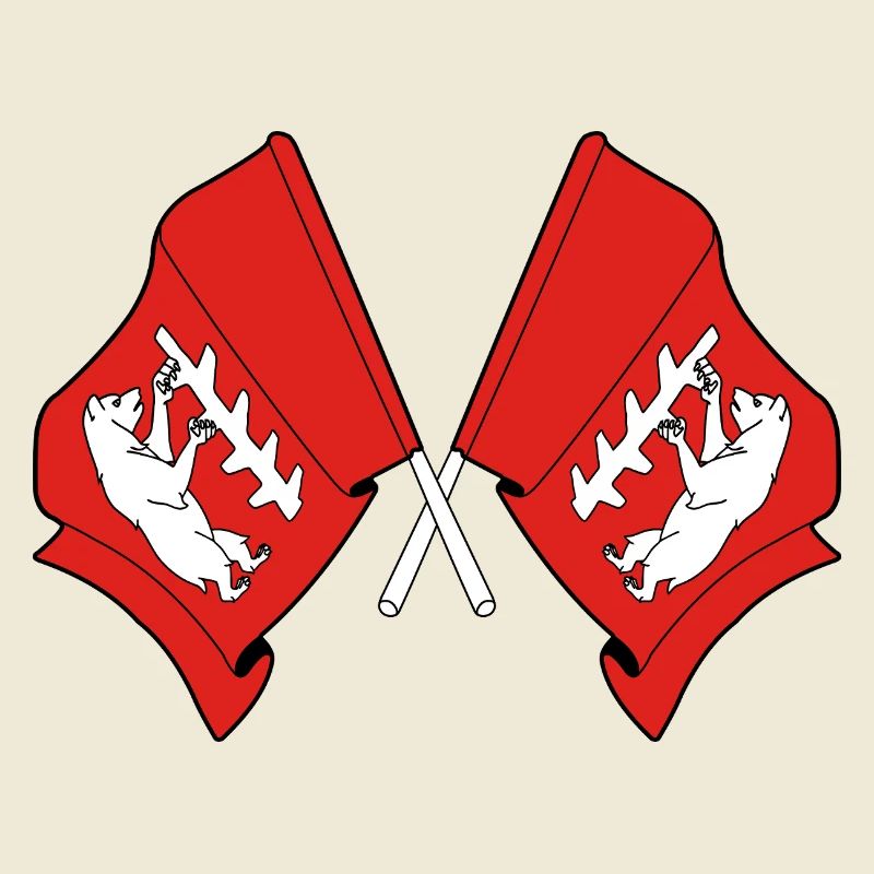 Two Crossed Warwickshire Flags