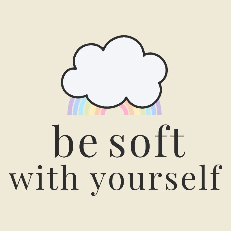 Be Soft With Yourself Cloud with Pastel Rainbow