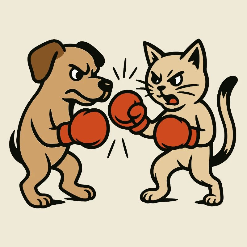 Combat d’animaux de compagnie Chat Chien Boxe Duel