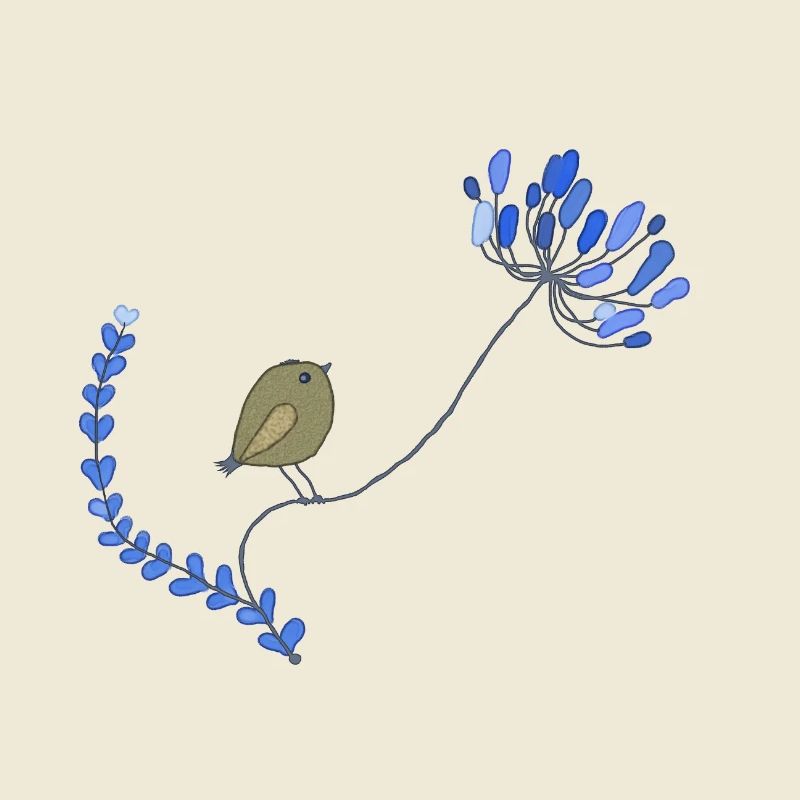 Vogel mit Blume