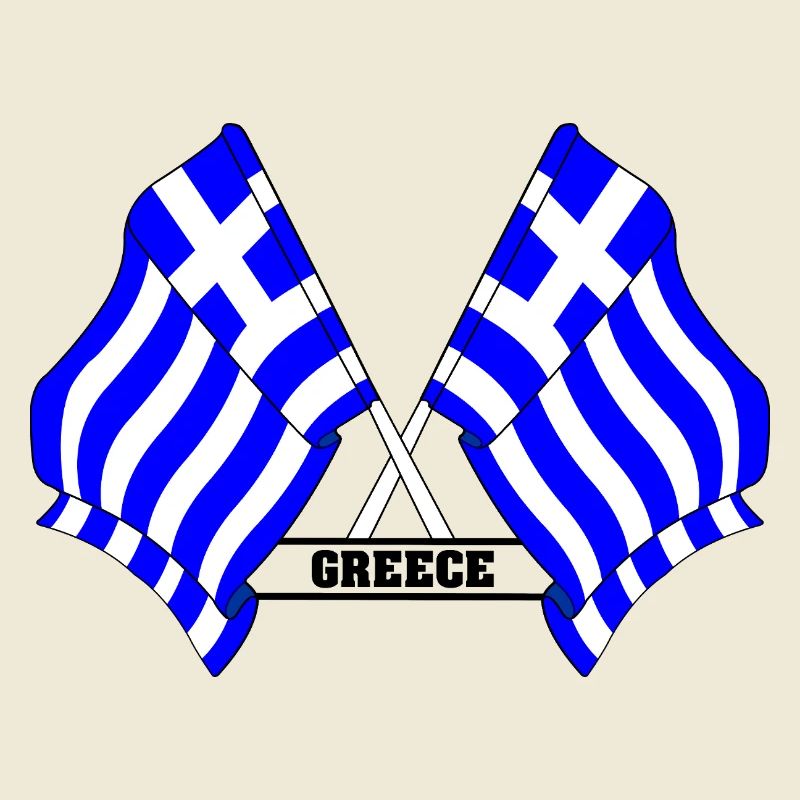 Crossed Greek flags with text