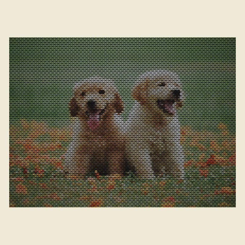Zwei Labrador Retriever Welpen mit Dreickmuster
