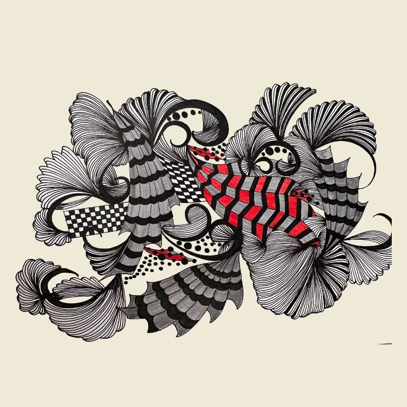 Black White Red Pattern