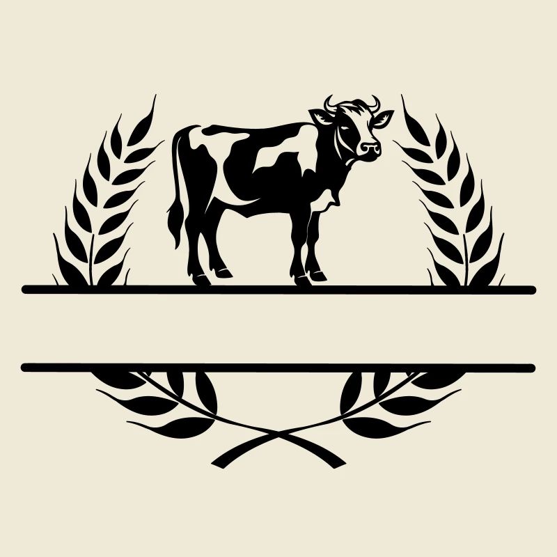 Vache laitière en couronne de laurier avec de l’espace pour votre propre texte