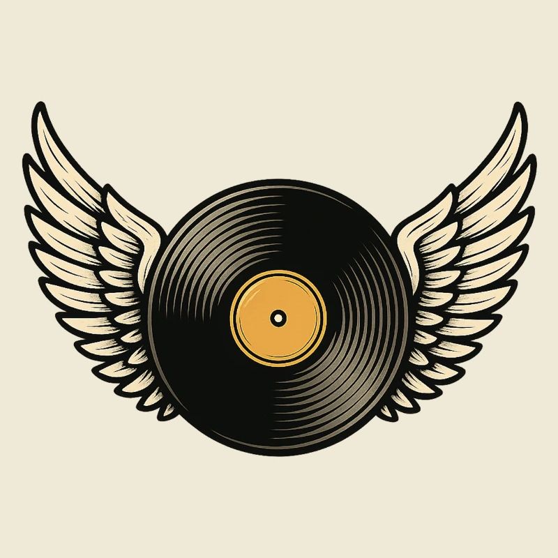 Disque vinyle avec piano à queue | Conception d’ailes en vinyle