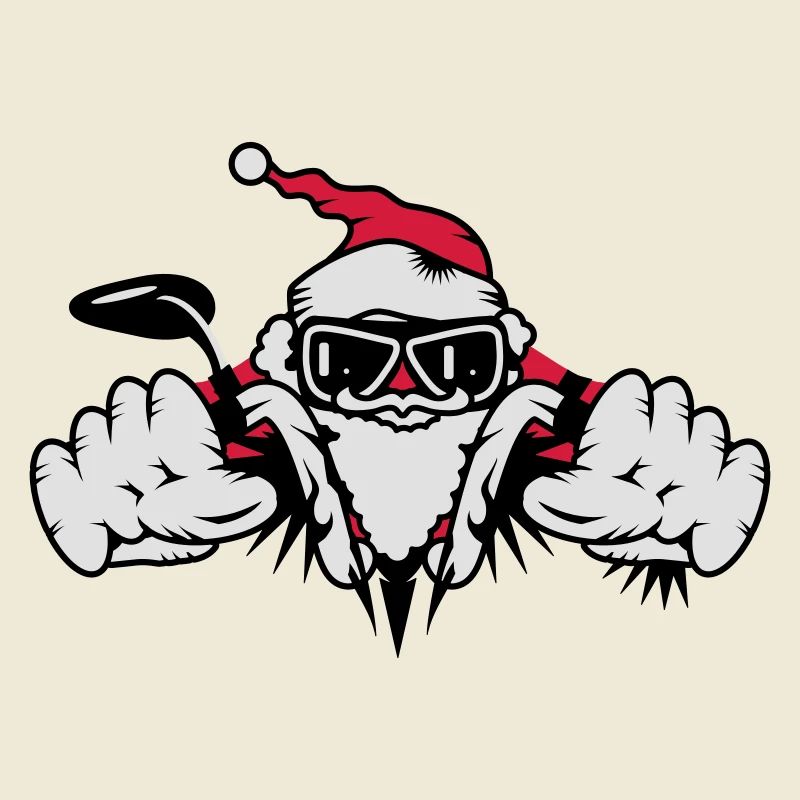 Weihnachtsmann auf Motorrad mit Geschenken