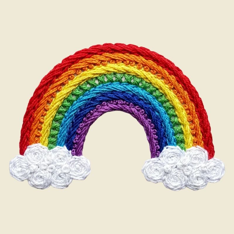 Rainbow in embroidered look (printed)