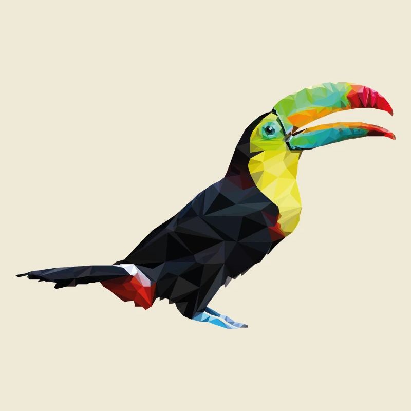 Bunter Geometrie-Tukan – Vogel im Polygon-Stil