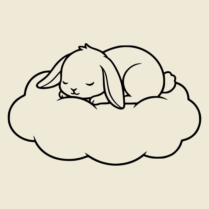 Vecteur de contour de nuage de Sleeping Bunny