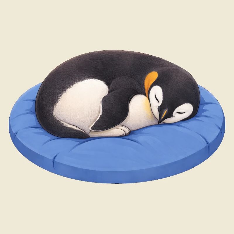Cute Cartoon Penguin Sleeping Cuddling
