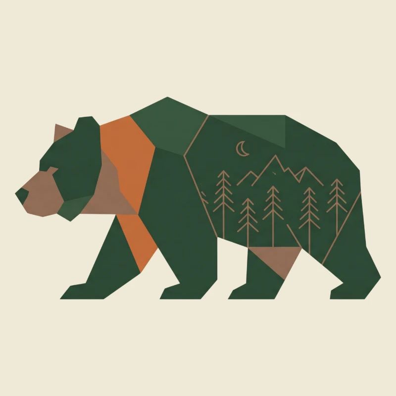 Geometric Forest Bear Moonlight