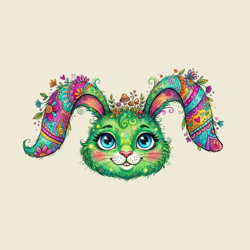 Lapin Fleur Coloré – Visage