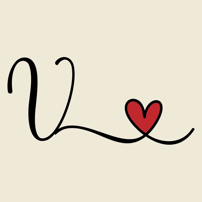 Buchstabe V Monogramm Initiale Herz