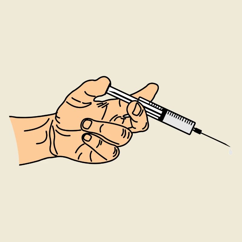 Seringue avec goutte à goutte sortant dans la main