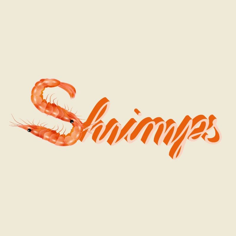 zwei Garnelen oder Shrimps als witzige Typografie