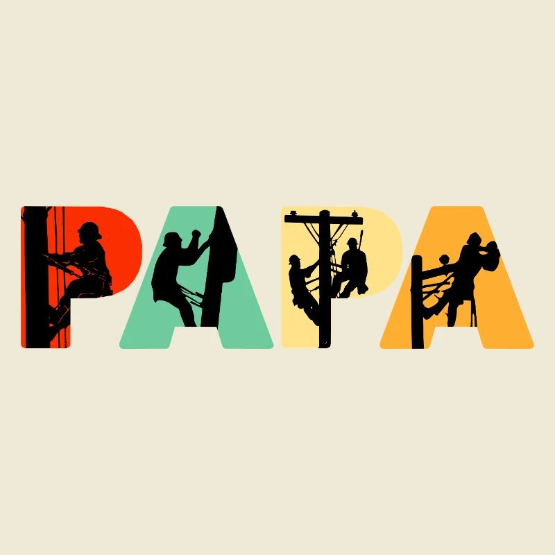 Papa Lineman Retro Silhouette Typography
