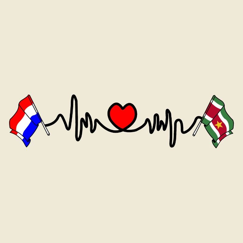 Cardio coeur avec drapeau Pays-Bas, drapeau Suriname