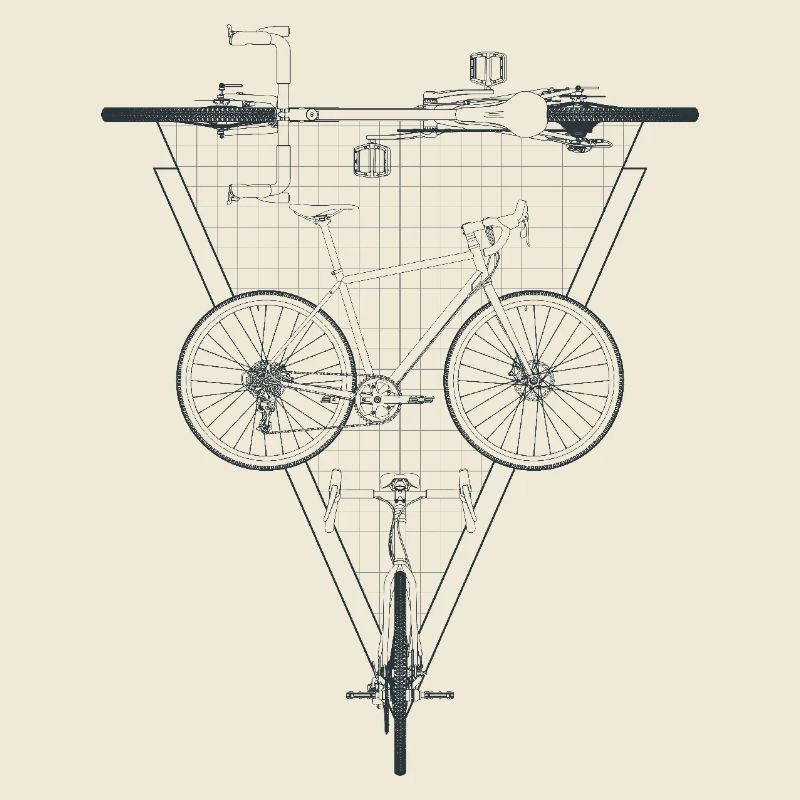 Geometric Bicycle Inside Triangle Emblem