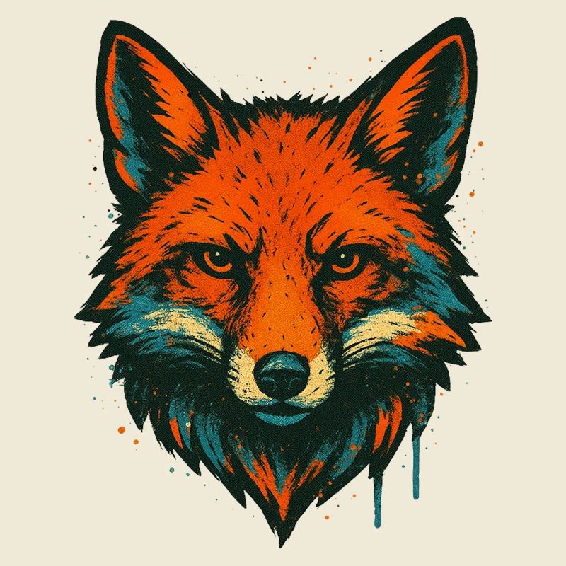 Fuchs im Neon-Graffiti