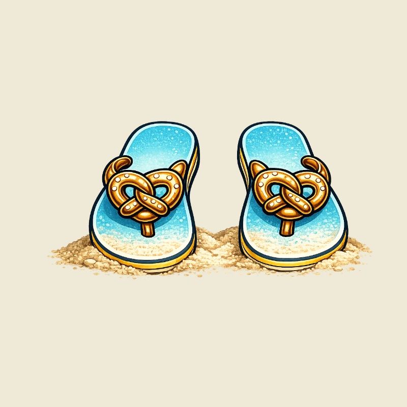 Blue Pretzel Bow Beach Flip Flops