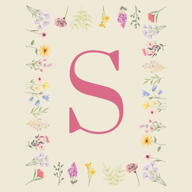 Initial S Floral Monogram