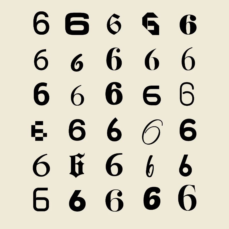 Typography 6 digit mosaic design
