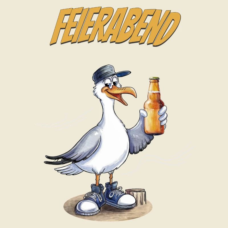 Feierabend Möwe Bierlustig Spruch