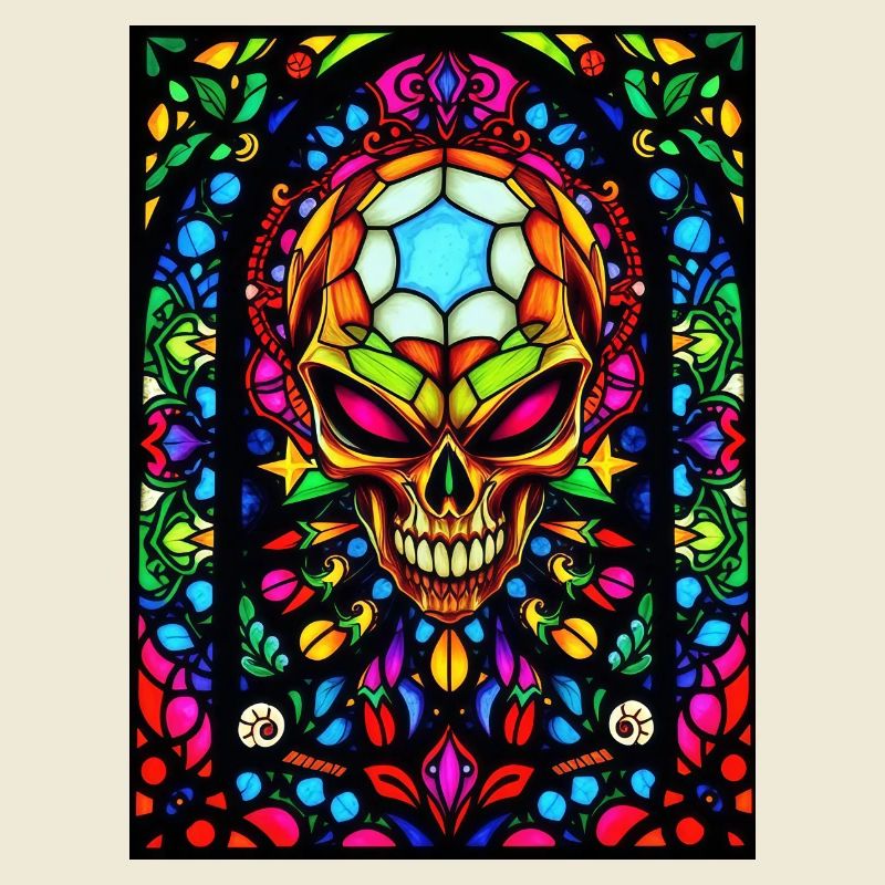 Skull Stained Glass Window