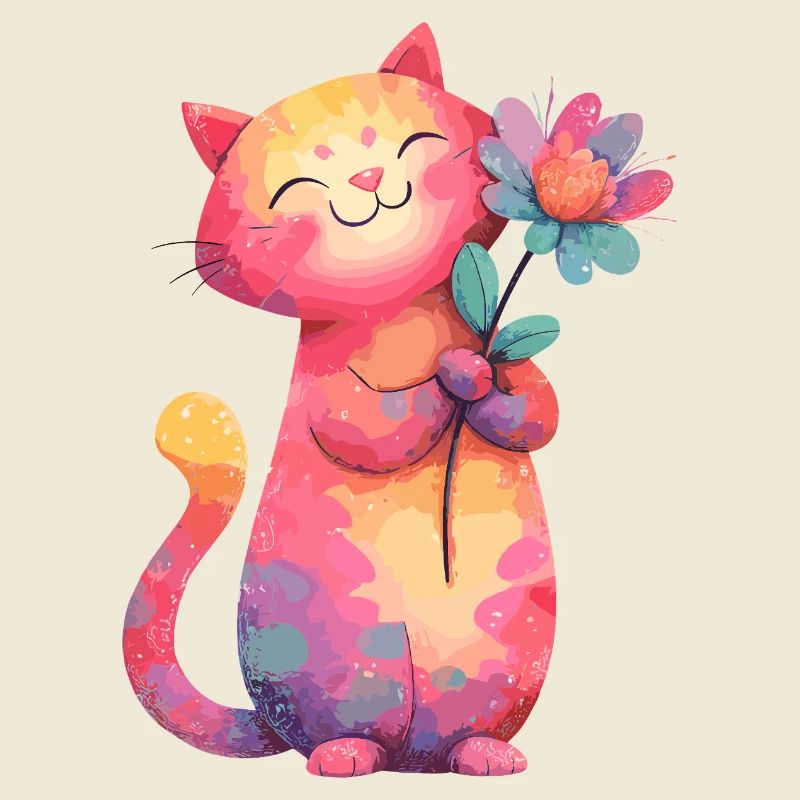 Fleur de chat colorée dans un style aquarelle