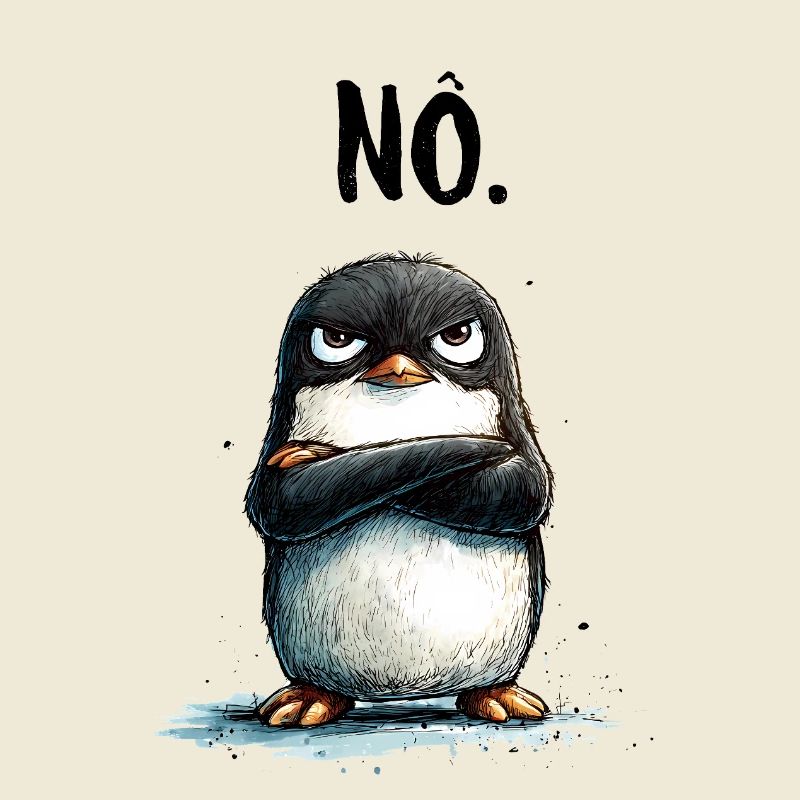Grumpy Penguin Nope Statement Motif