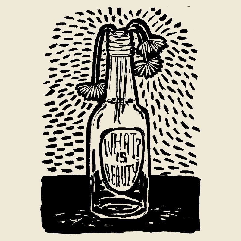 Glasflasche mit Blumen