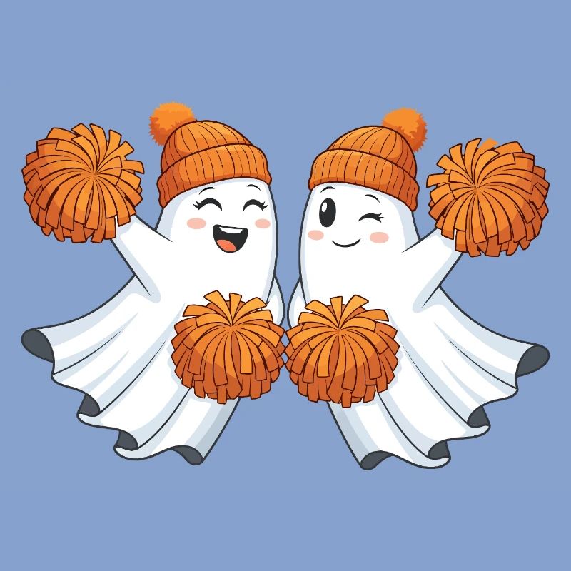Fantômes mignons avec des pompons