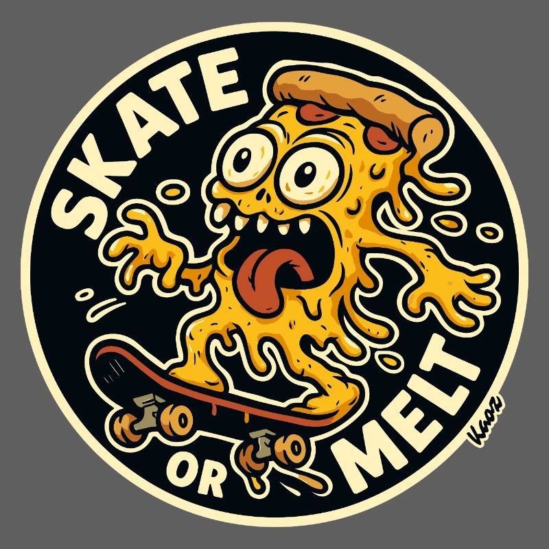 Skate oder Melt Käse Pizza Monster Skateboard
