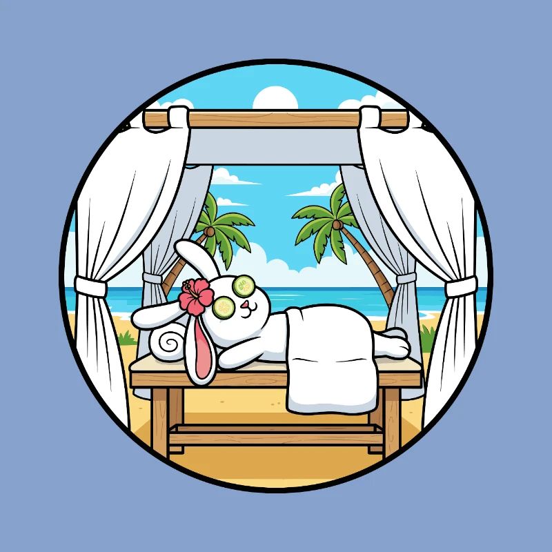 Beach Spa Bunny Rabbit Relaxing Art