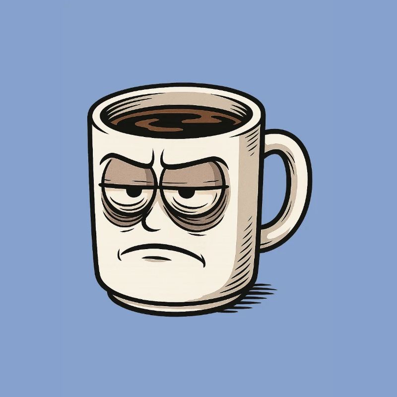 Kaffeetasse mit mürrischem Gesicht