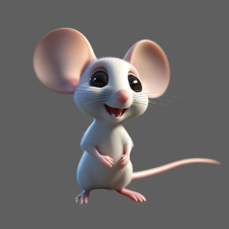 Whimsical White Mouse Charm