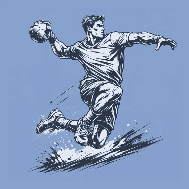 Dynamic handball player in comic style