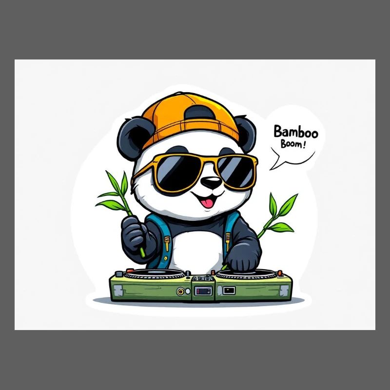 Panda DJ avec Bâtons de Bambou