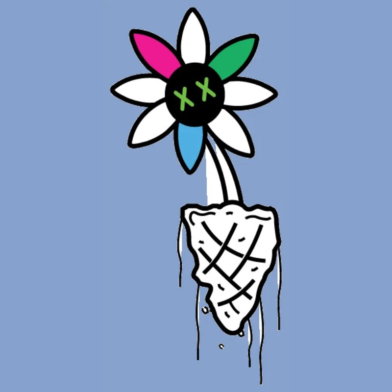 Illustration de crâne de fleur vive