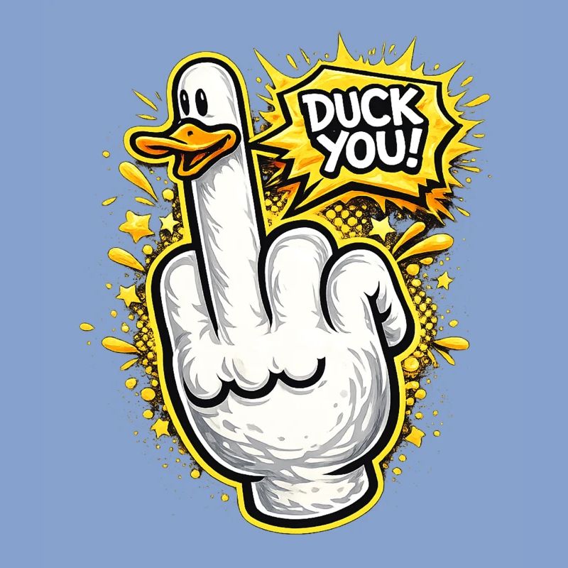 Duck You Comic Style Middle Finger Duck