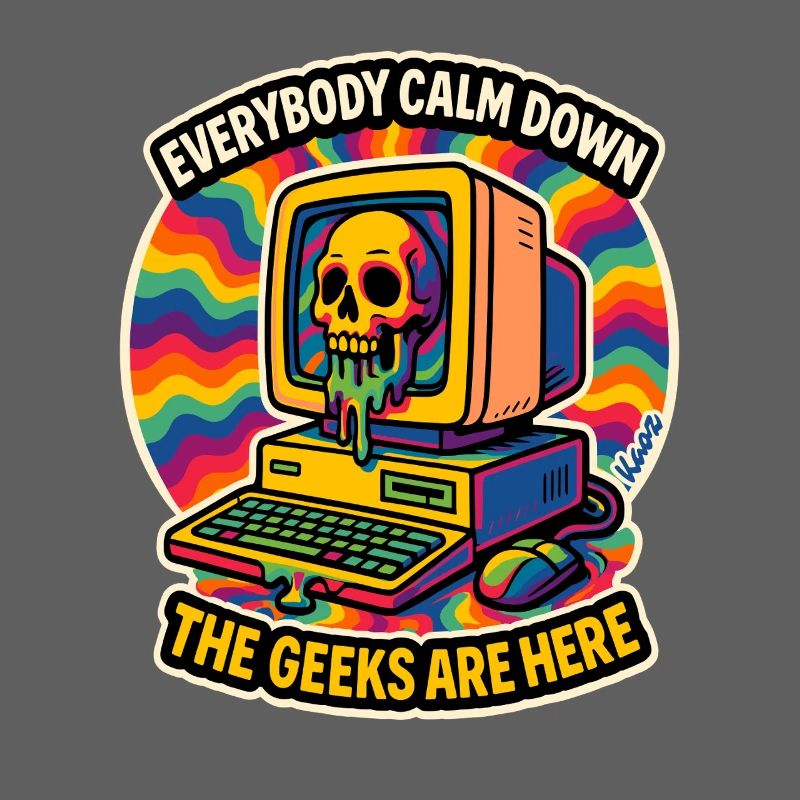 Geeks Are Here Retro Skull Computer