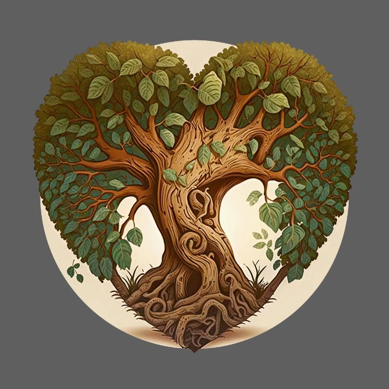 Baum in einer Herzform, Herzbaum mit Hintergrund