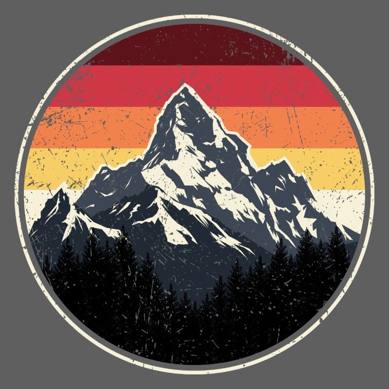 Mountain Sunset Retro Abzeichen