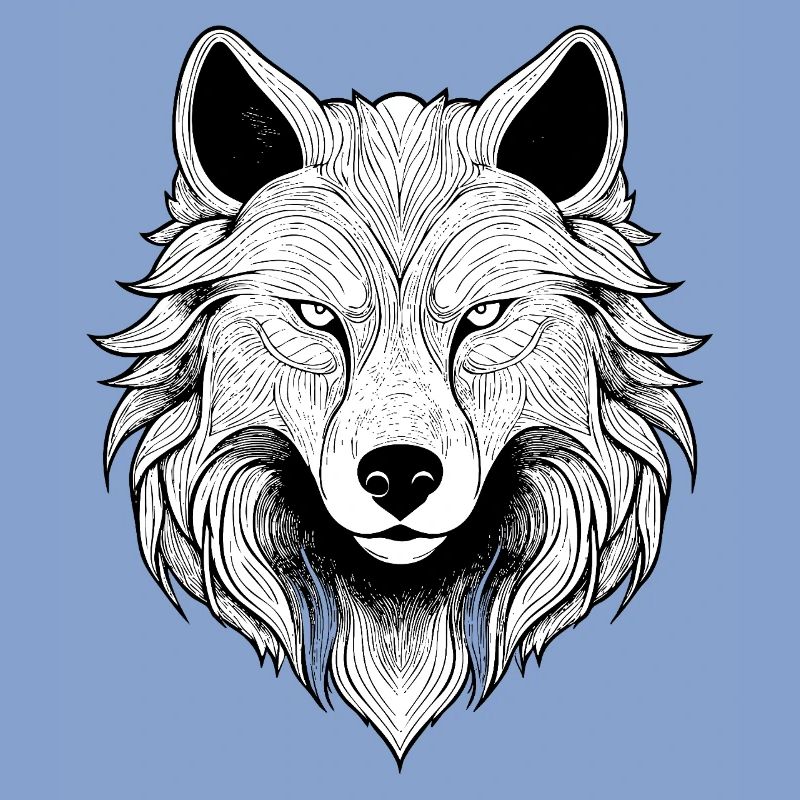 Mystischer Wolfkopf mit detailliertem