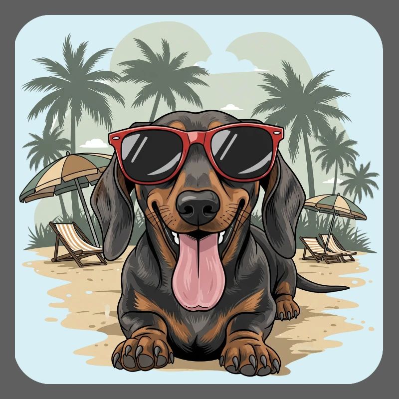 Teckel de plage Teckel Teckel avec lunettes cool