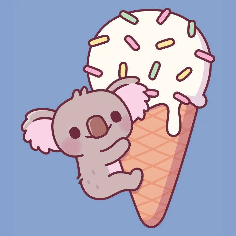 Drôle de koala s’accrochant à un cornet de crème glacée