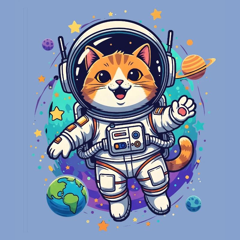 Chat astronaute dans l’espace