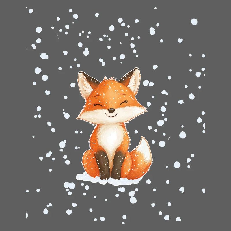 Fuchs mit Schneeflocken