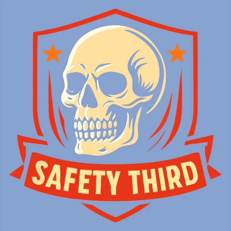 Safety Third Badge Skull Safety Third